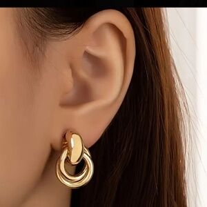 Lightweight Gold Polymer  Double Loop Earrings
